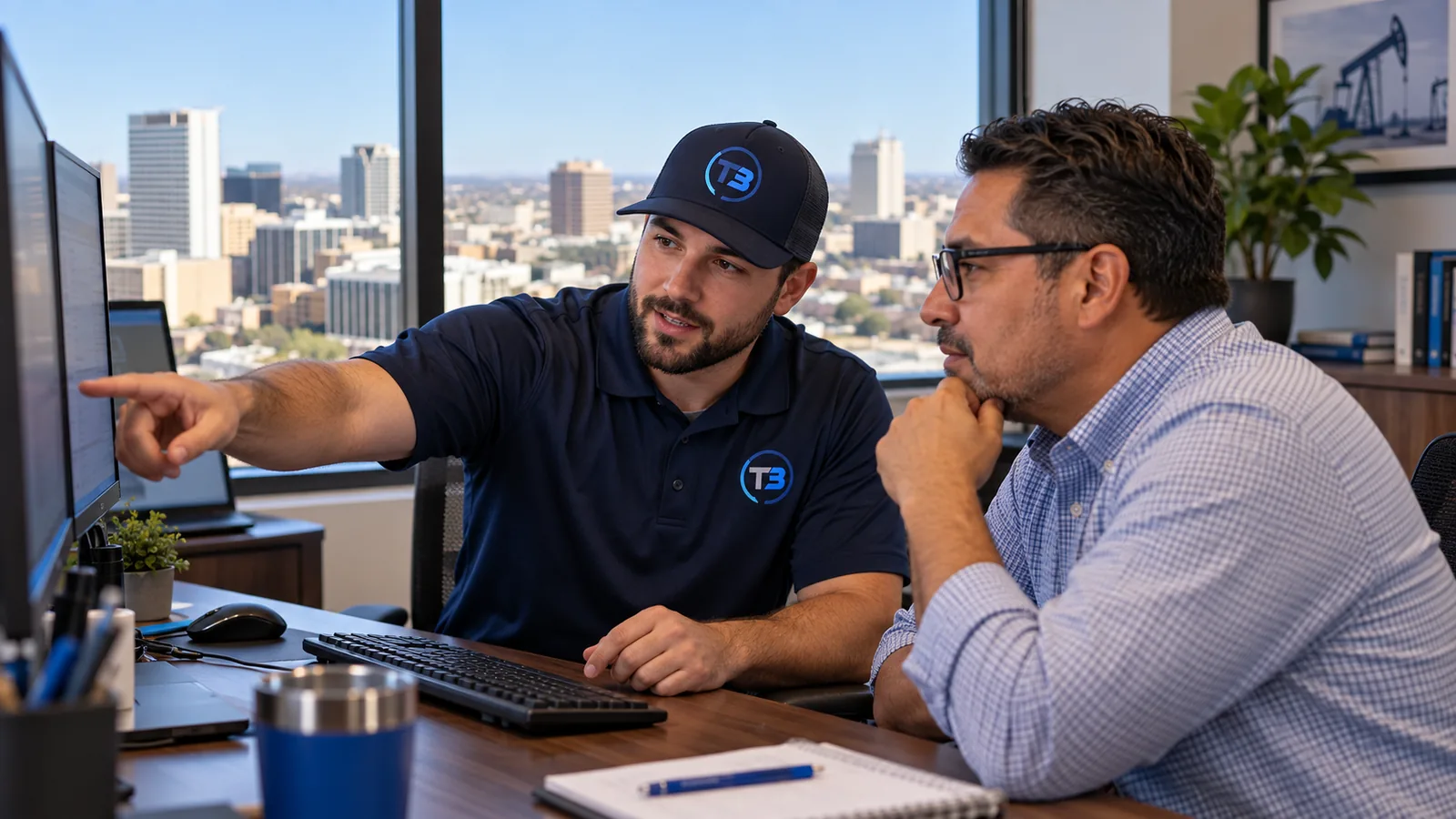 T3 technician working one-on-one with a business customer